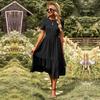 Elegant Slim A Line Swing Dress for Women Large Size Spring Summer O Neck