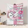 1Pc Floral Cat Illustration Flannel Blanket, Soft And Comfortable, Casual Warm, Camping Travel, Christmas, Halloween Xmas Gift Y1211