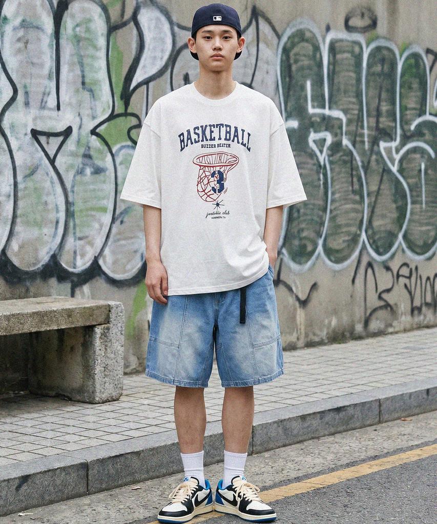MODERMENT Real Overfit Buzzer Beater Short Sleeve T-Shirt [Blue]