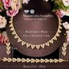 CMM Luxurious 3PCS Cubic Zirconia Dubai Gold Color Leaf Earrings Necklace Bracelet Sets