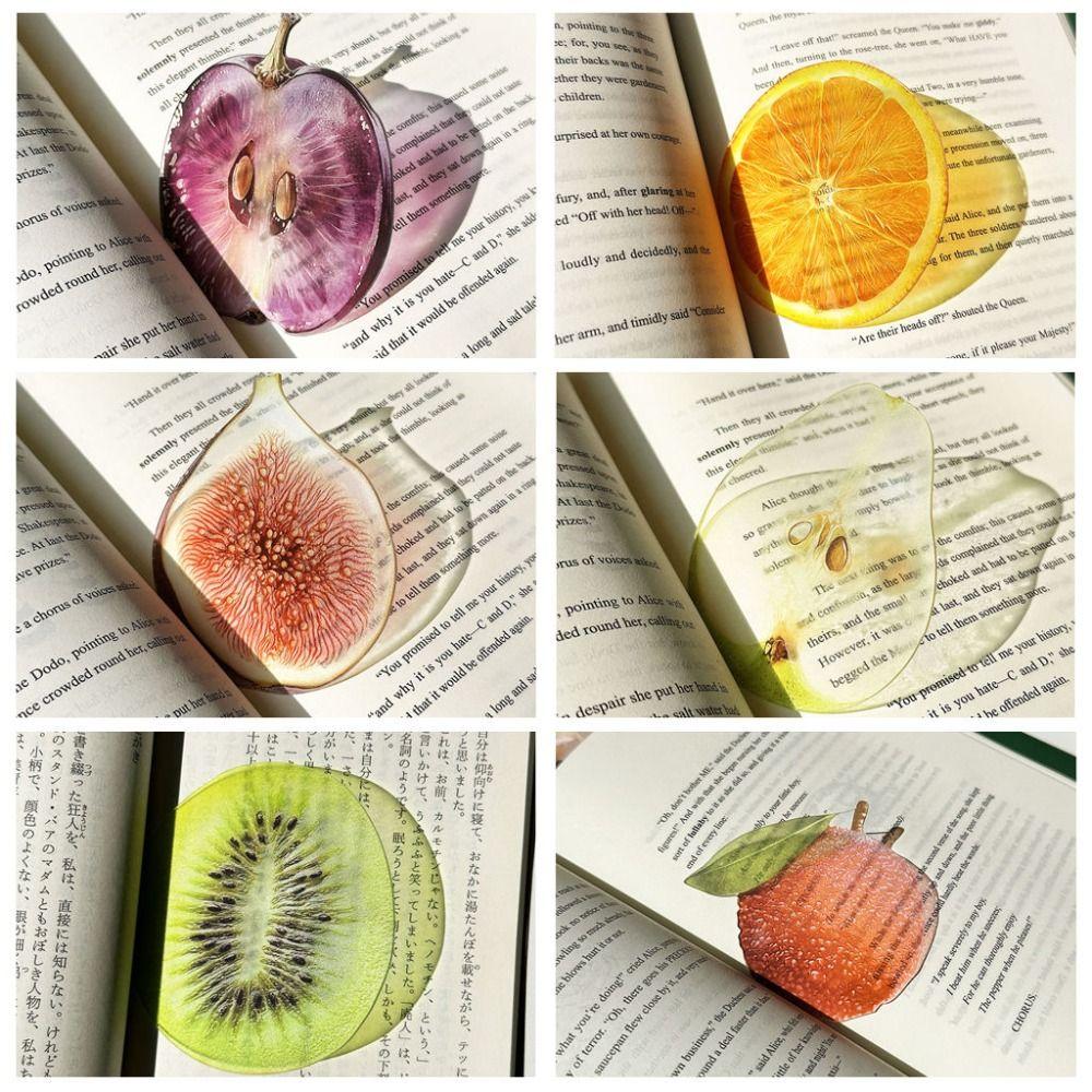 Transparent Apple Bookmark Premium Feeling Grape Tomato Bookmarks Simulation Bookmark  Student Gift