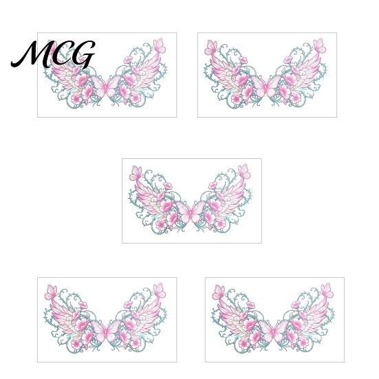 Temporary Body Art Stickers 5 Sheets Colorful Butterfly Flower Tattoo Stickers, Waterproof Hypoallergenic Decals Art, Floral Chest Back for