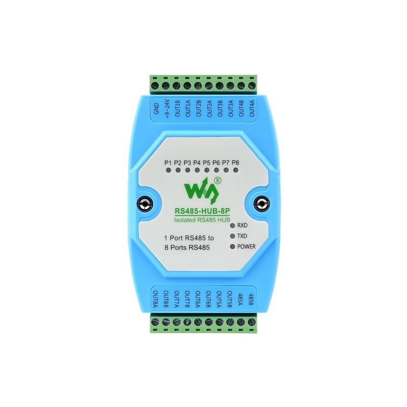 Industrial-grade Isolated 8-ch RS485 Hub, Rail-mount Support, Wide Baud Rate Range