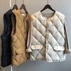 Autumn Winter Women's Quilted Cotton Vest Sleeveless O-neck Loose Padded Waistvest Single Breasted Casual Ultralight Portable Vest
