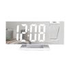 Projection Alarm Clock Large Screen ABS Mirror Surface LED Based Projection Mirror Electronic Clocks for Bedroom White