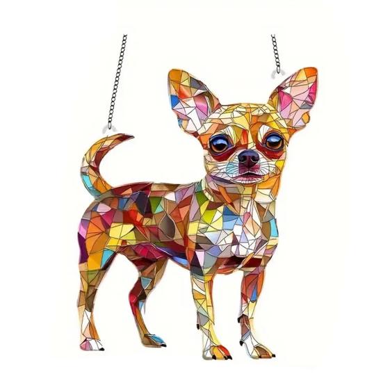 Собака ловец солнца окрашенный акриловый рождественский орнамент красочный щенок ловец солнца подвесное украшение для окна балкона сад