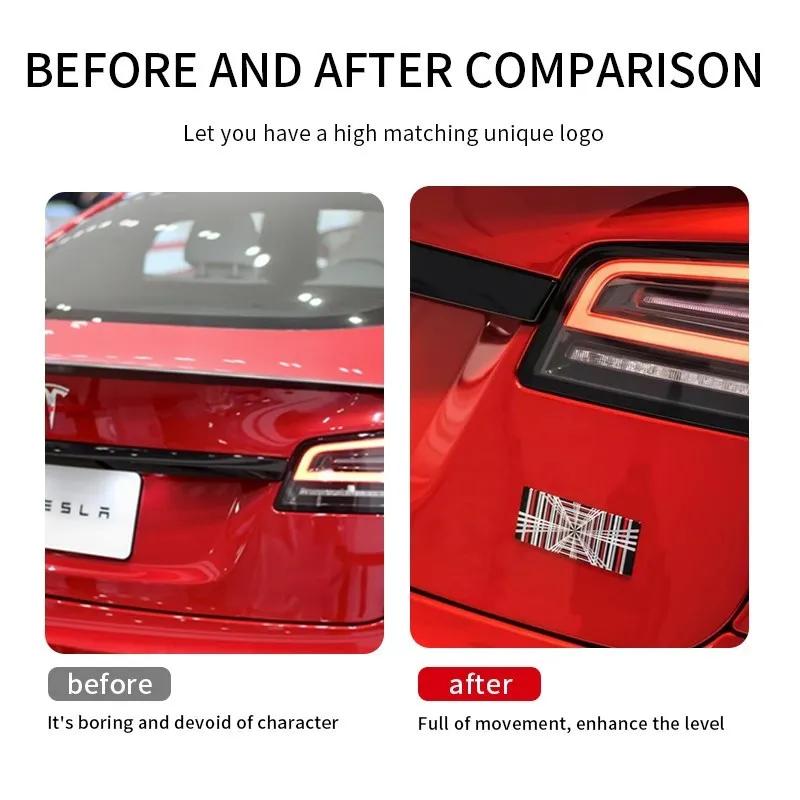 XLGJS1 Plaid For Tesla Model 3 Y S X Tail Tag Trunk 3D Logo Zinc Alloy Vehicle Label Emblems PLAID Badge Creative Decoration Stickers