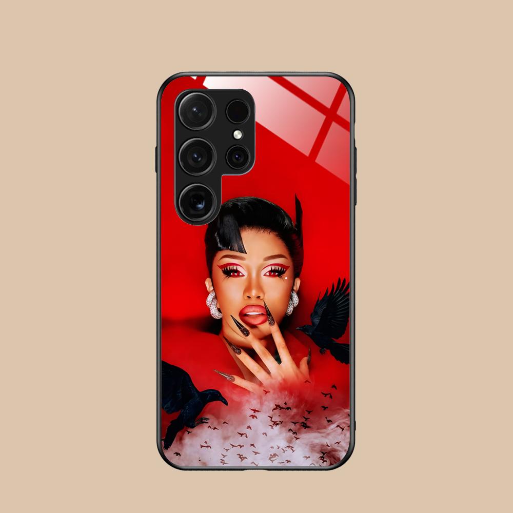 Стеклянный чехол для мобильного телефона Cardi B для Samsung Galaxy S26 S25 S24 S23 S22 S21 S20 Note20 Plus FE Ultra Цветная крышка