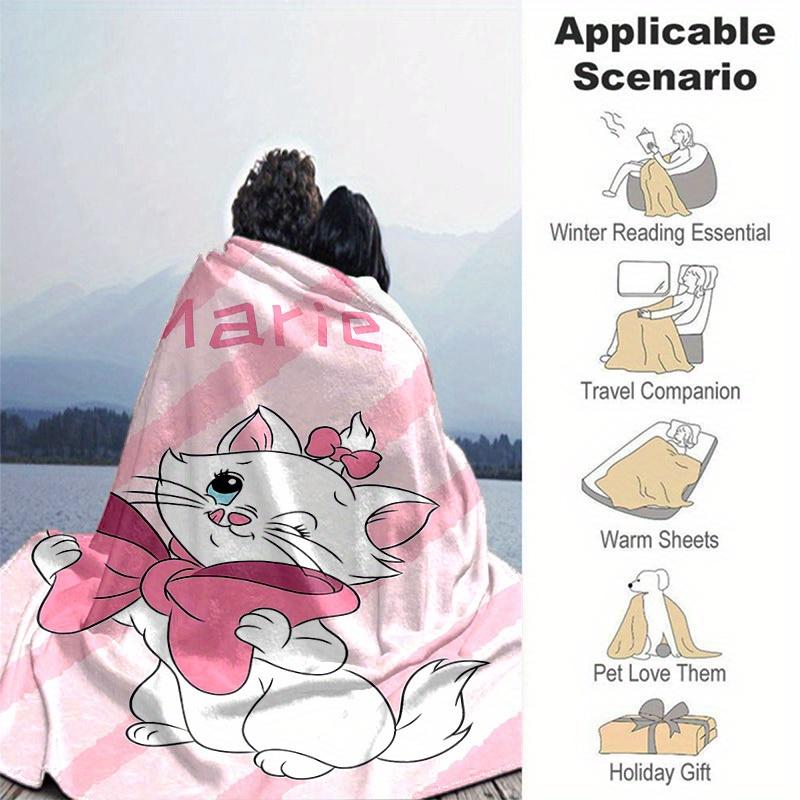 1pc. Cute Cartoon Marie Cat Blanket, Soft and Cozy for All Seasons, Soft Flannel Throw Blanket, Versatile & Cozy for Bedroom,Perfect Home De