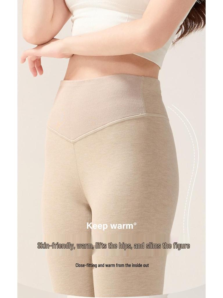 Женские термоштаны с высокой талией из кашемира и шелка с антибактериальной флисовой подкладкой