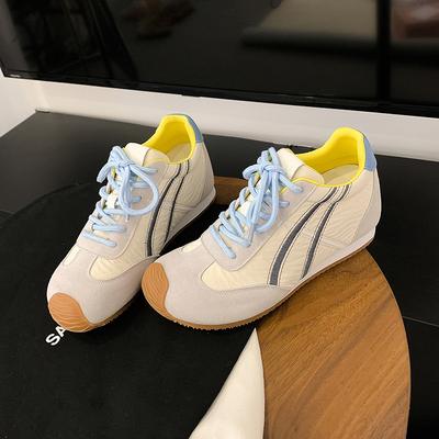 Cowhide Version~ Cm Inner Height Increase Women's Summer New Color Matching Soft Sole Versatile Sports Shoes Casual