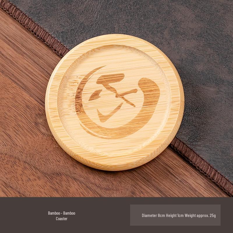 Chinese Bamboo Round Coaster - 8cm Creative Tea Mat & Heat Insulation Pad for Universal Tea Sets
