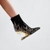 Fashion Kaky's New Water Diamond Flame Pointed Super High Heel Shaped Heel Wolf Teeth Tiger Teeth Women's Short Boots and Women's Boots