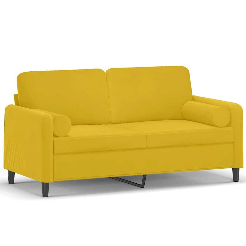 Vidaxl 2-Osobowa Sofa Z Poduszkami, Żółta, 140 Cm, Aksamit