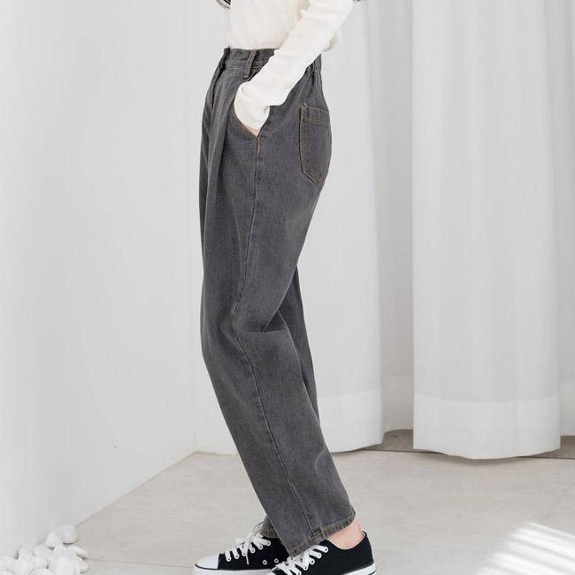 Джинсы для женщин мешковатый крой с эластичной талией серый цвет широкие джинсовые брюки для свиданий корейская мода