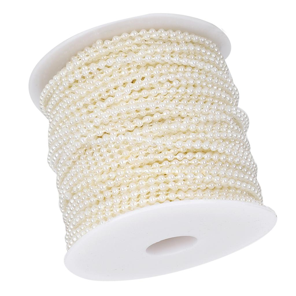 Faux Pearl Bead Garland String Round DIY Decoration Craft Clothing Accessories 3mm 50Meter RollBeige
