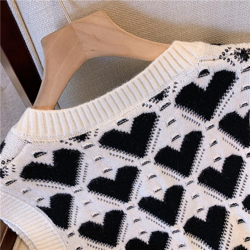 Женский вязаный жилет Love Vest, японский модный свитер без рукавов с v-образным вырезом, женские топы