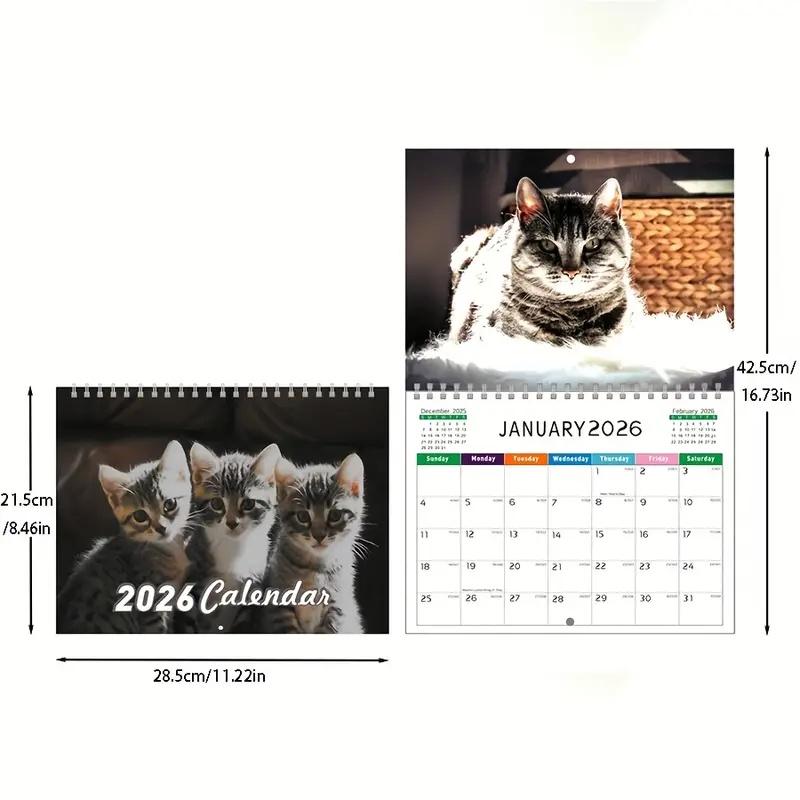 2026 Cute Tabby Kittens Calendar 12 Monthly Planner Wall Calendar Home Office