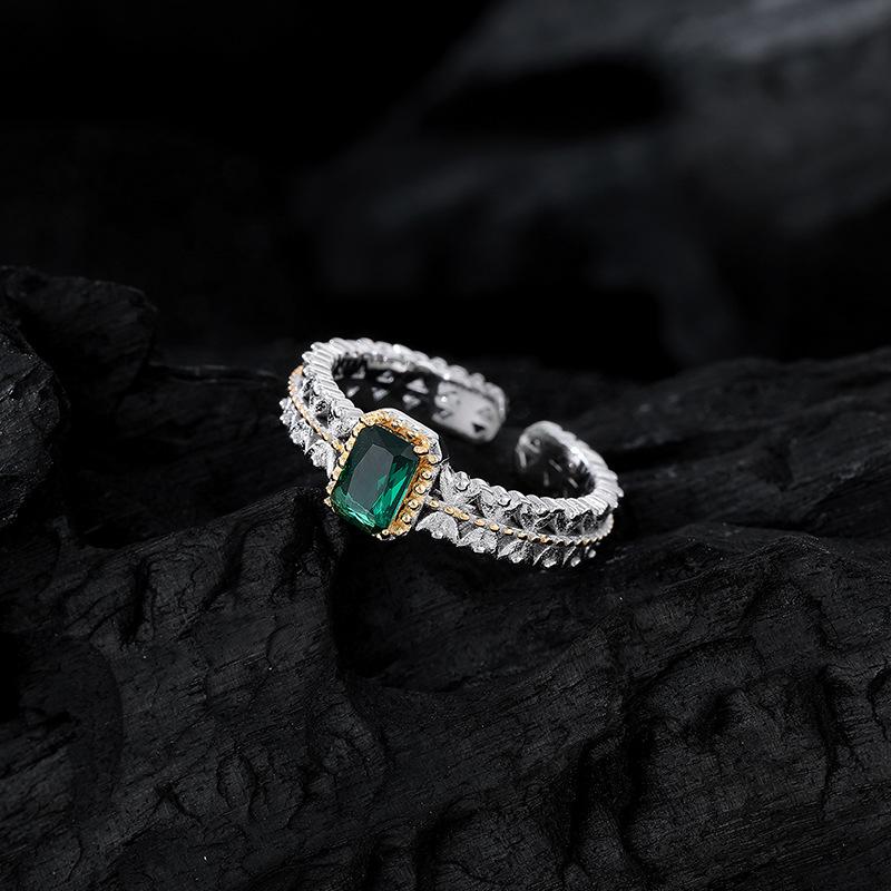 Кольцо с маленьким кубиком сахара из стерлингового серебра 925 пробы, женское, золотое, кружевное, светлое, роскошное, нишевое, дизайн, открытое, на указательный палец, ретро-стиль