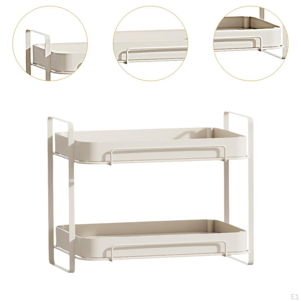 Desktop Organizer Rack Tea Cup Storage Elevated Tiered Serving Platter Double Layer
