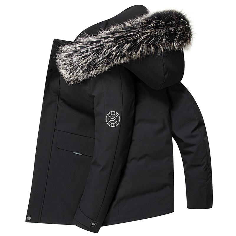 Мужская зимняя куртка-пуховик с воротником из меха серебристой лисы, утепленная, утепленная, средней длины, для мужчин