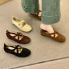 Retro Flat-bottomed Cross-strapped Shallow-mouth Ballet Single Shoes for Women's Autumn 2025 New Casual Versatile Mary Jane Shoes