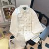 Women Summer Shirt Japanese Checker Weave Short Sleeve Women's Solid Oversize White Blouse Unisex Elegant Streetwear Top