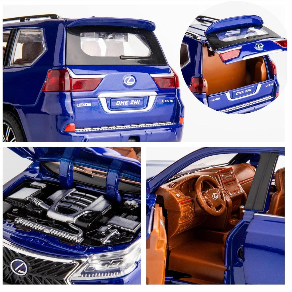 Lexus 570 Off-Road в масштабе 1/24, модель роскошного внедорожника, игрушечный автомобиль из цинкового сплава со звуком и светом для детей, подарок для мальчиков и девочек