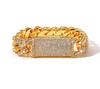 NUOYA Flip Lock Cuban Bracelet 18mm 18K Gold Plated Iced Baguette Cut Zircon Hip Hop Heavy Duty Jewelry