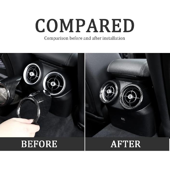 TOYCIDFG Car Rear Air Conditioner Vent Outlet Frame Cover Trim for Alfa Romeo Stelvio 2017-2020, Carbon Fiber Style Car Decoration Accessories