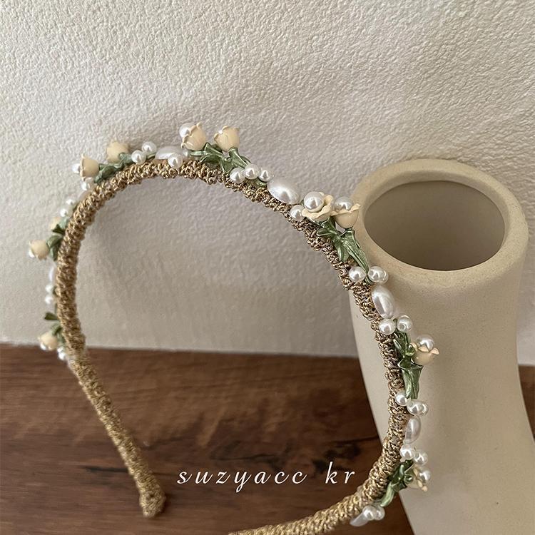 Изысканная повязка на голову с цветочным узором и стразами – высококачественный ретро-аксессуар для волос для женщин