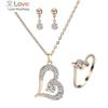 Romantic Charm Love Heart Jewelry Set Gold Color Heart Shaped Pendant Necklace For Women Wedding Party Engagement Jewelry Gift