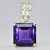 925 Starling Silver CERTIFIED Natural Purple Amethyst 28 Ct Square Gems Pendant MY.PD-26-NS