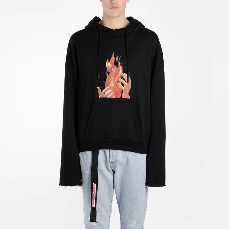 Off-White Толстовка на молнии Diag Fire Back, черная мужская верхняя одежда OMBB025S181920781088