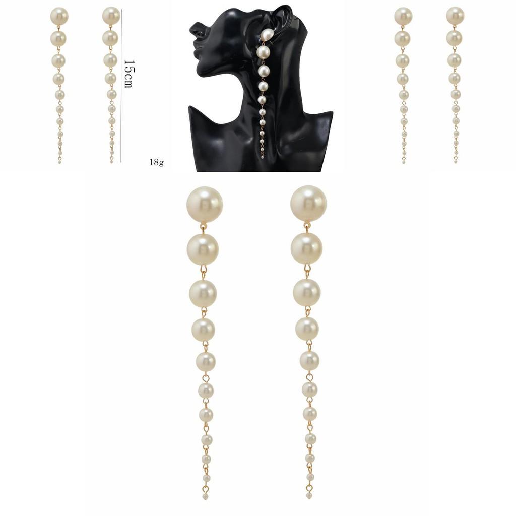 Pearl Long Dangle Earrings For Women With Elegant Office Wear Accessory