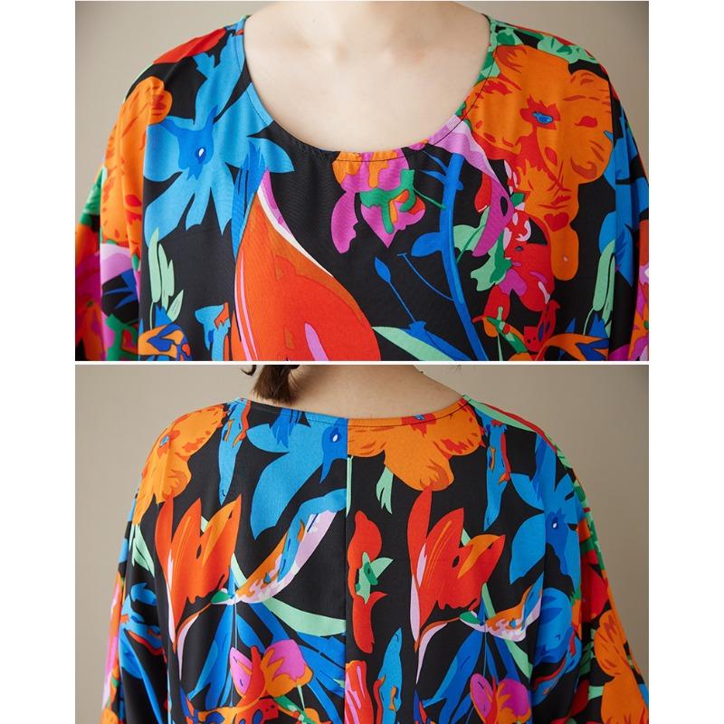 Dimanaf Плюс размер Новое 2025 женское летнее платье с коротким рукавом Базовое повседневное свободное винтажное пляжное длинное платье с цветочным принтом