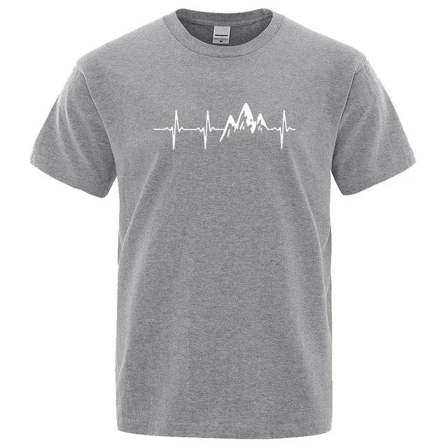 Mountain Ecg T Shirt Summer Men Women Short Sleeve T-Shirt Funny Hip Hop Tees Tops Harajuku Clothing Electrocardiogram Tshirt
