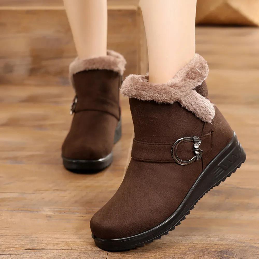 Зимние зимние сапоги, бархатная толстая теплая обувь, женские хлопковые ботинки, нескользящая обувь на мягкой подошве, высокие сапоги