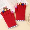 Korean Style Full Finger Mittens Colorful Hairball Cycling Driving Gloves Knitting Gloves  Outdooor