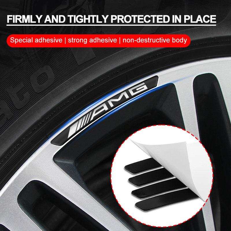 4Pcs Auto Wheel Hub Badge Tire Rim Stickers Accessories For Mercedes-Benz AMG C500 C200 C300 A B C E GLA CLA GLK GL ML GLE W204 W205 W203 W211 W212