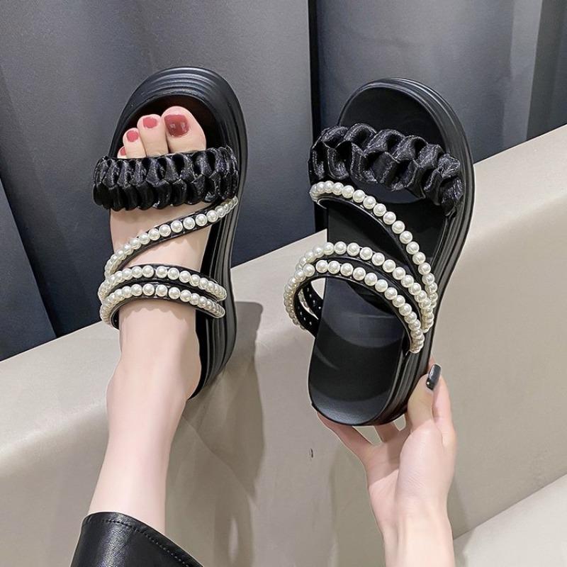 2024 Летние женские босоножки на танкетке с мягкой строчкой, удобные женские сандалии на плоской подошве, женская обувь на платформе, женские сандалии Sandalias De Mujer