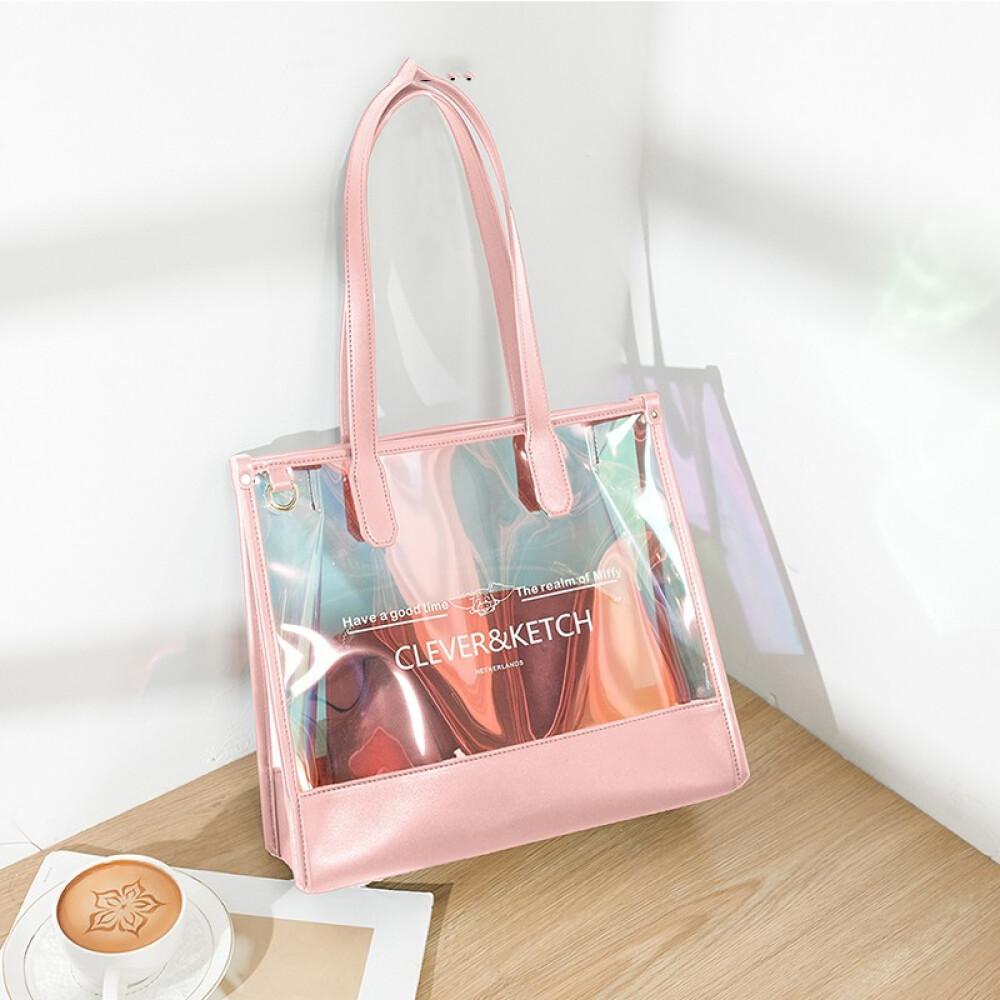 Легкая роскошная женская сумка, новая модная сетевая красная сумка на одно плечо с лазерным желе, женская сумка-тоут, длина 31 см, ширина 9 см, высота 28 см