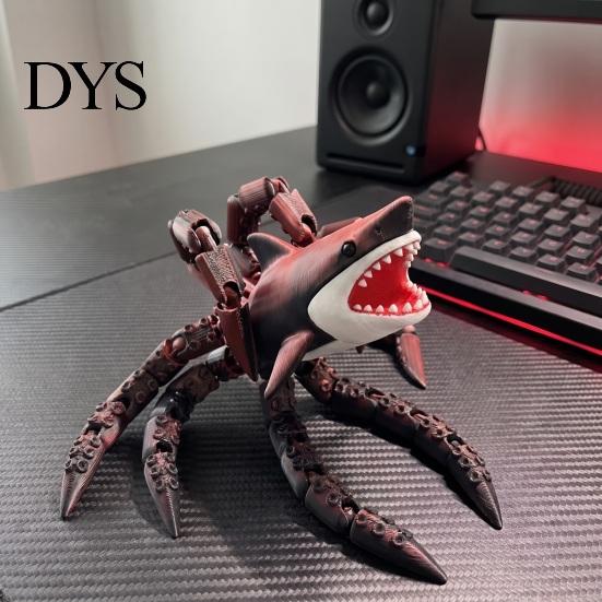 3D-печатная модель акулы с восемью щупальцами, гибкая фигурка полуосьминога для декора стола, игрушка-антистресс, глубоководное существо, фиджет, для снятия напряжения