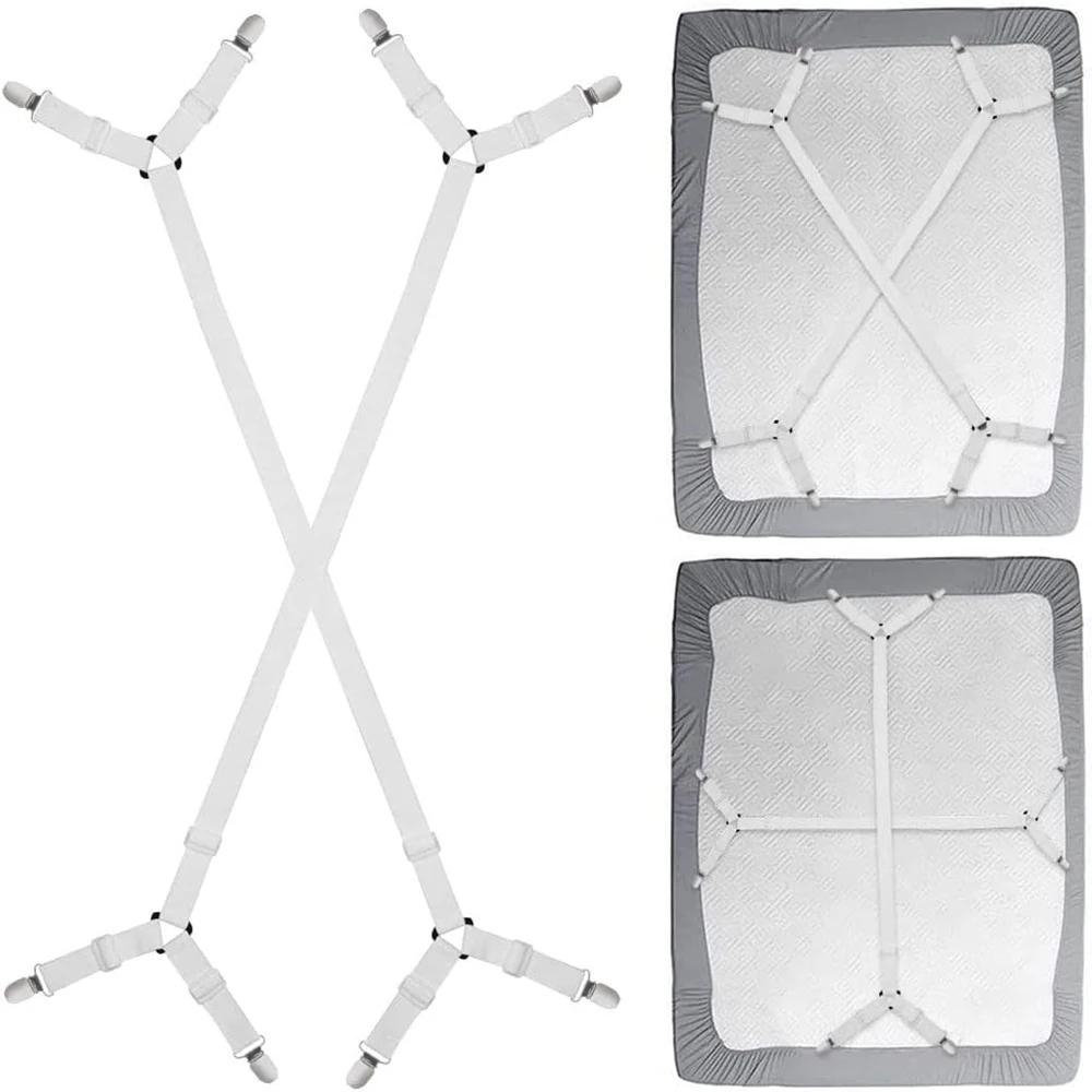 2 шт. фиксирующие ремни для простыней, регулируемые перекрестные эластичные ремни, плоские зажимы для простыней для матрасов, подушек для дивана