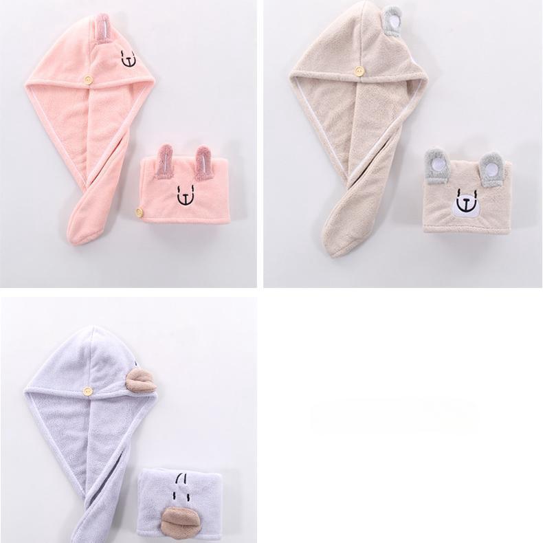 Коралловый бархат высокой плотности, шапочка для сухих волос для родителей и детей, шапочка для сухих волос с мультяшной вышивкой, шапочка для ванны, повязка на голову