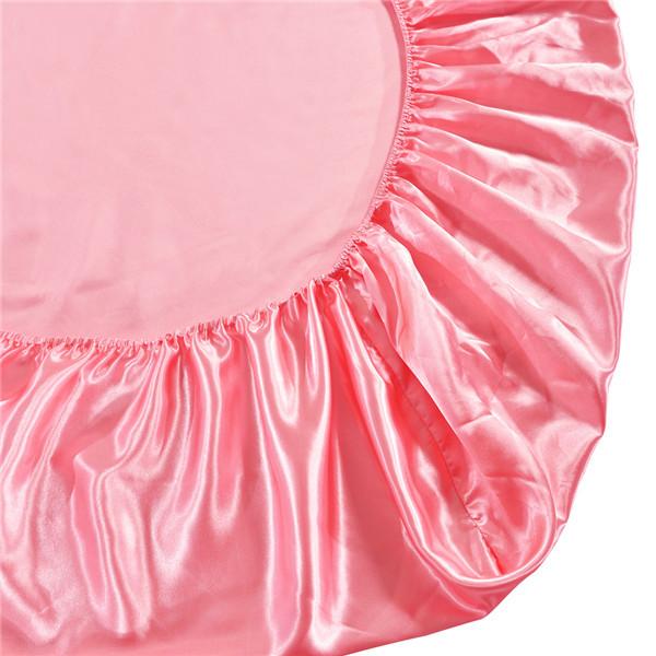 (No Pillowcases )Luxury Emulation Silk Fitted Sheet Bed Mattress Protector Cover Elastic Sheets Bed Mattress Cover Linen