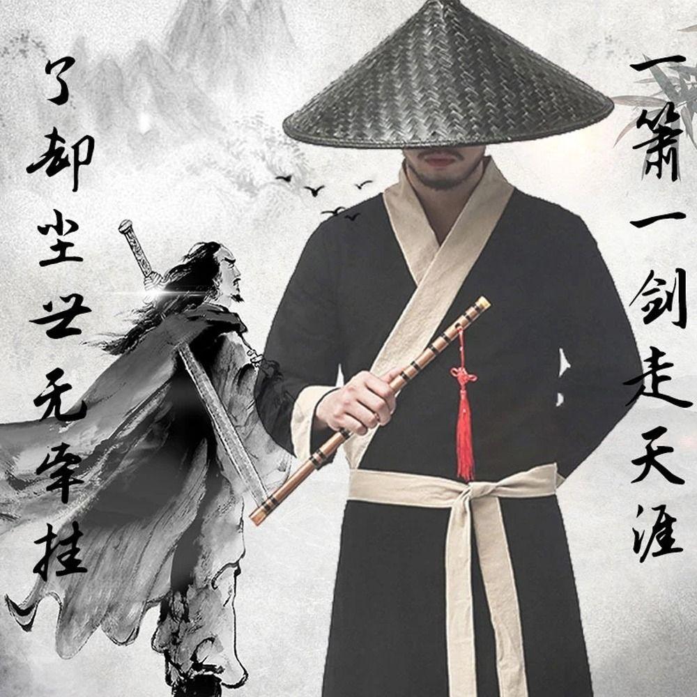 Kung Fu Hats Dance props Bamboo Rattan Hats Men Fisherman Hats Weave Straw Hats Tourism Rain Caps