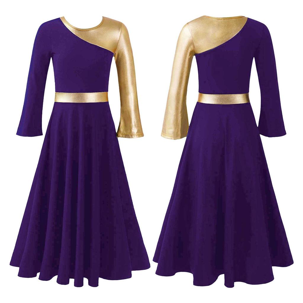 Детское литургическое танцевальное платье для девочек с расклешенным низом и длинными рукавами, лирические платья, костюм для поклонения, церковь