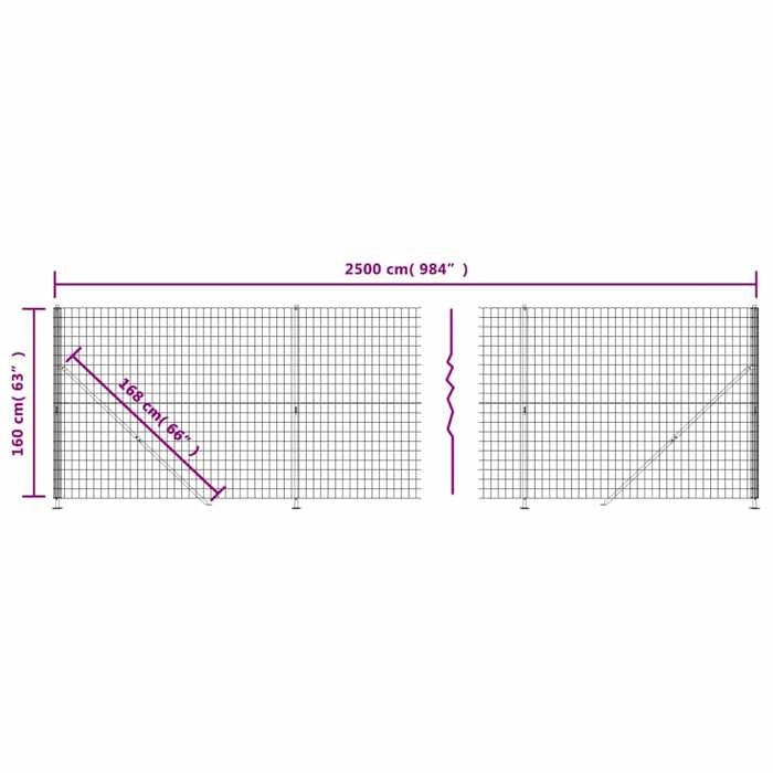 VidaXL Wire Mesh Fence with Flange, Decorative Fence Panel, Garden Patio Protection Barrier 154316