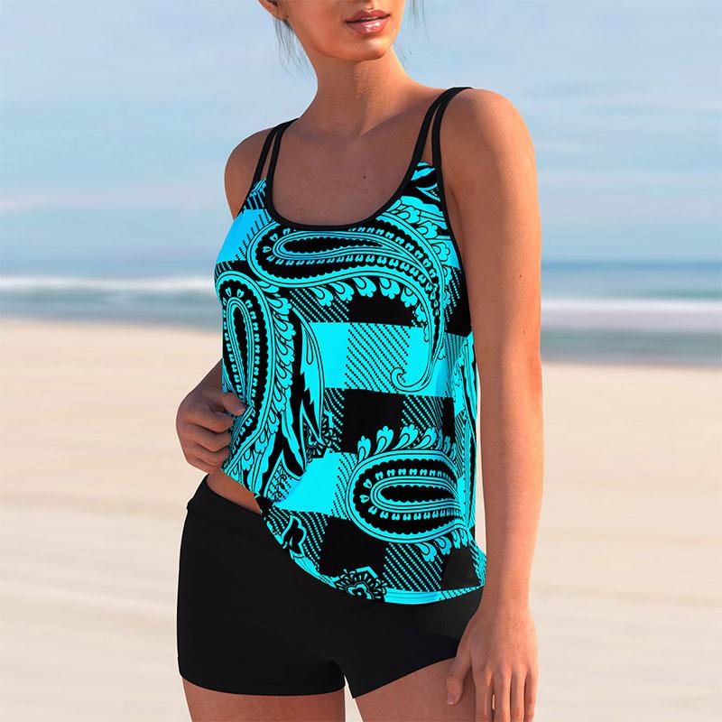 Женские модные многослойные купальники на бретельках с принтом